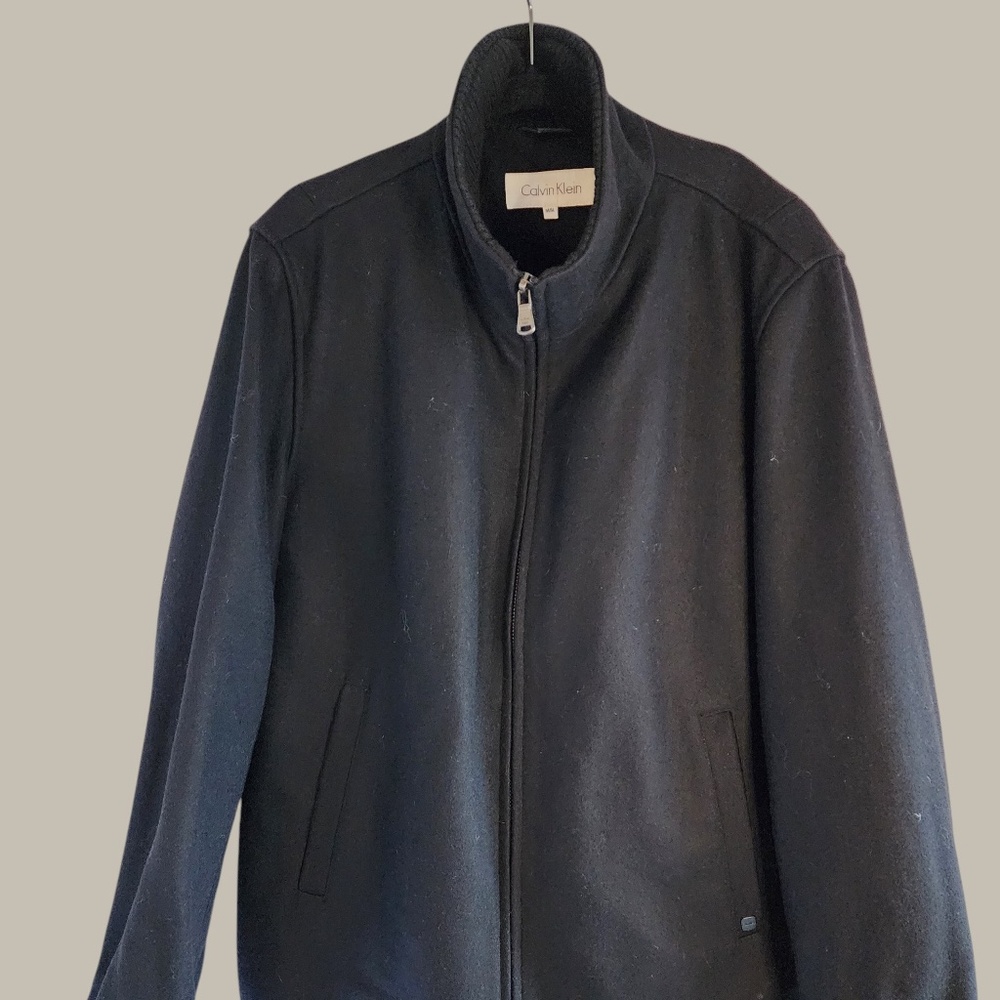 Calvin Klein - Wool - Short - Zip Coat - Black medium